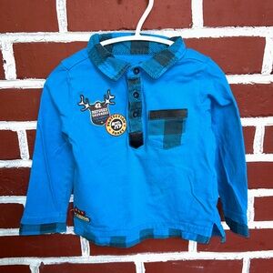 Trois moutons | blue long sleeve polo shirt | size 24m